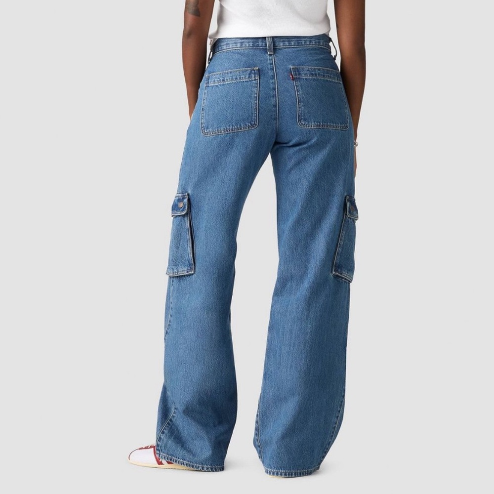 Levi's Blue Wide Leg Flare Cargo Jeans - Picture 3 of 3